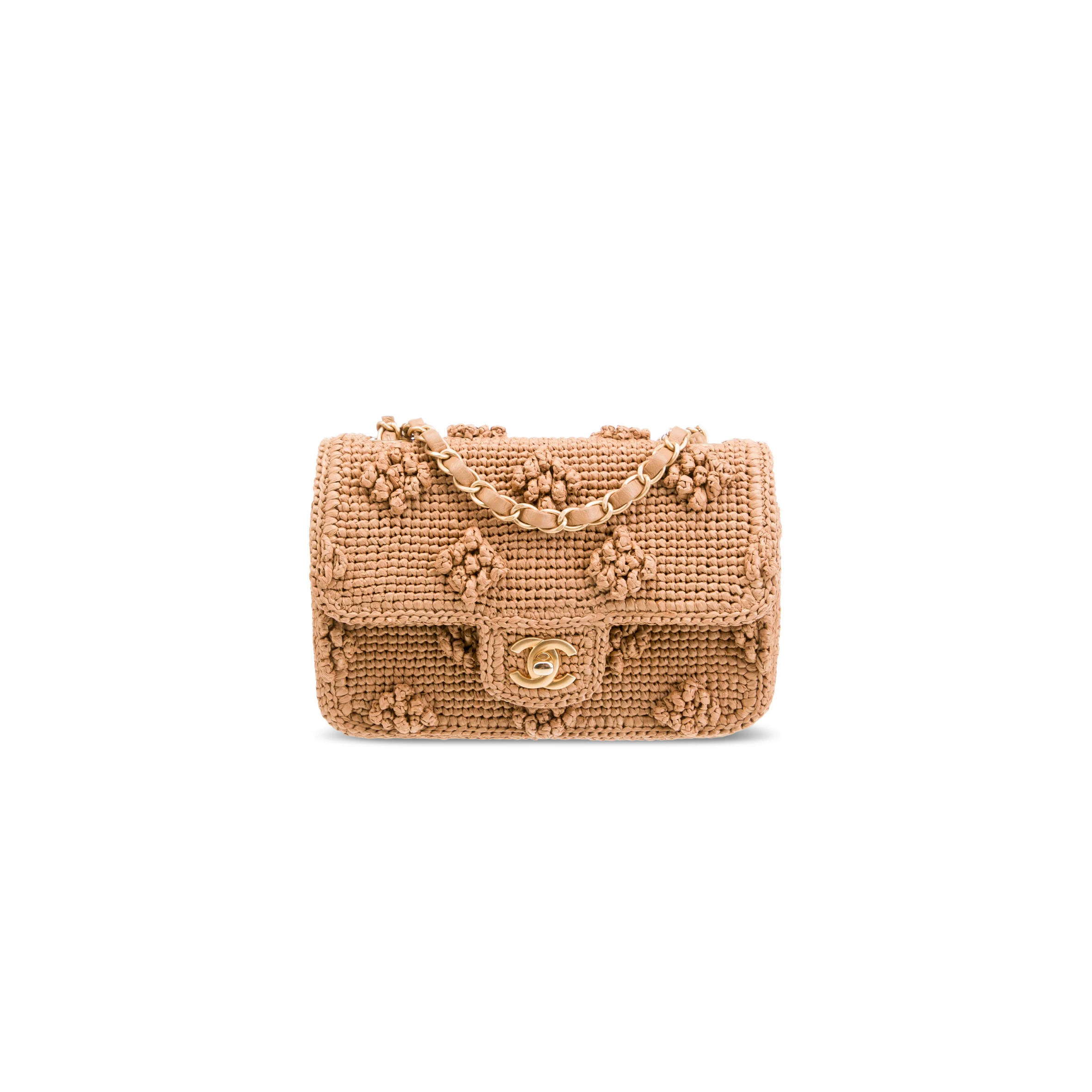 Ch**el master 24p mini flap bag raffia as4518 (19.5*12.5*6.5cm)